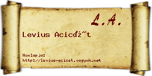 Levius Acicét névjegykártya